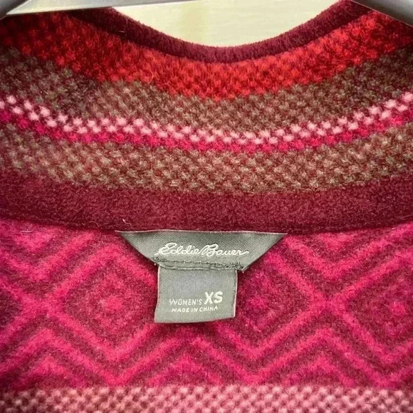 Eddie Bauer colorful‎ tribal striped fleece like pullover quarterzip sweatshirt - Picture 3 of 9